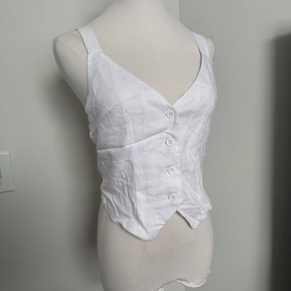 NWT H&M White Button-Up Top coastal cowgirl prairie western boho - Picture 2 of 5